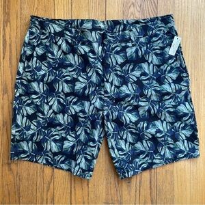 NEW Goodthreads Nylon Palm Print Shorts 9" Inseam Blue Green Size 38 NWT